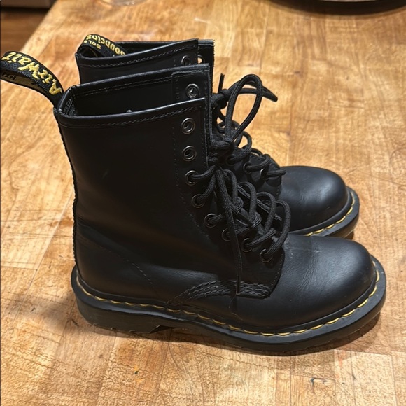 Dr. Martens Black Boots with Yellow Accents - Picture 2 of 4